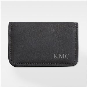 Personalized Black Leather Business Card Case for Professionals - 42630