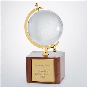 Engraved Recognition Crystal and Gold Globe Award - 42906