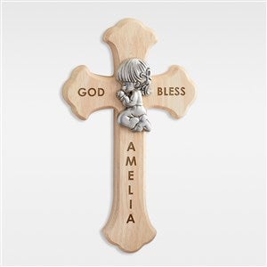 Engraved Praying Girl Personalized Wood Cross - 43262