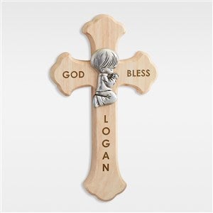 Engraved Praying Boy Personalized Wood Cross - 43263