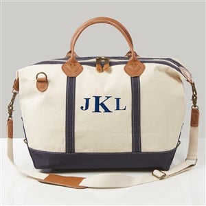 Navy Weekender Embroidered Canvas Duffel - 43276