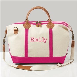 Pink Weekender Embroidered Canvas Duffel - 43277