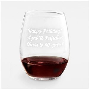 Birthday Personalized Message Stemless Wine Glass - 43286-S