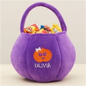 Halloween Characters Personalized Halloween Pumpkin Treat Bag - Purple - 43324-PU