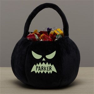 Jack-o-Lantern Personalized Halloween Pumpkin Treat Bags - Glow-In-The-Dark Black - 43326-B