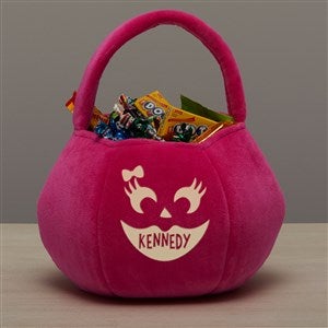 Glow-In-The-Dark Jack-o'-Lantern Personalized Plush Halloween Treat Bag-Pink - 43326-P