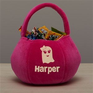 Glow-In-The-Dark Halloween Characters Personalized Pumpkin Treat Bag - Pink - 43334-P