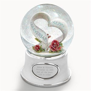 Engraved Anniversary Heart Snow Globe - 43409