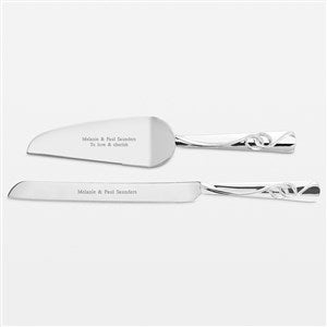 Engraved Double Rings Cake Server Set - 44178