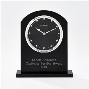 Engraved Bulova Ebony Crystal Recognition Clock - 44578