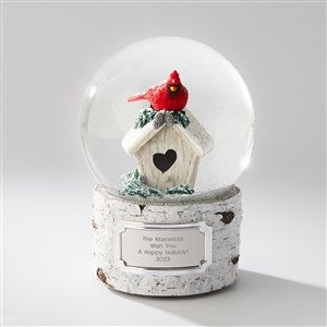 Engraved Holiday Cardinal on House Snow Globe - 45541