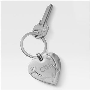 Engraved Silver Leaves and Vines Keychain - 45914