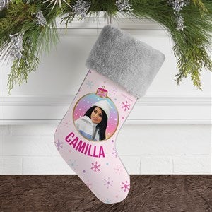 Merry  Bright Barbie Personalized Christmas Stockings - Grey Faux Fur - 46010-GF