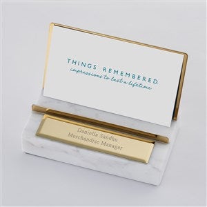 Engraved White Marble Card Holder - 46048