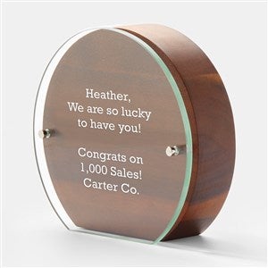 Engraved Round Wood  Glass Recognition Award - 46067