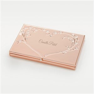 Engraved Rose Gold Heart  Vines Card Case - 46071