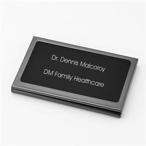 Engraved Gunmetal  Black Matte Business Card Case - 46085