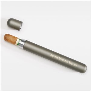 Engraved Metal Gray Cigar Tube - 46086