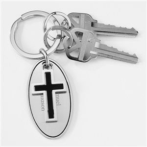 Engraved Black Cross Keychain - 46146