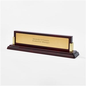 Engraved Gloss Mahogany and Gold Name Plate - 46198