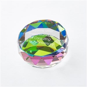 Engraved Iridescent Crystal Keepsake  Paperweight - 46266