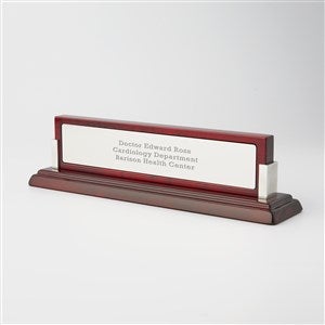 Engraved Mahogany Silver Name Plate - 46305