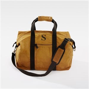 Embroidered Waxed Canvas Weekender Duffle Bag in Saffron - 47146