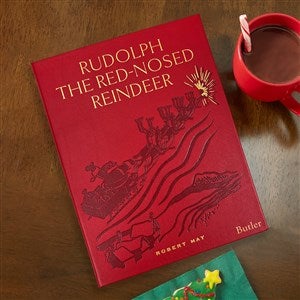 Rudolph The Red-Nosed Reindeer Personalized Leather Book - 47292D