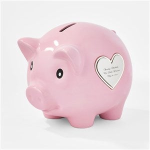 Engraved Ceramic Piggy Bank in Pink - 47549