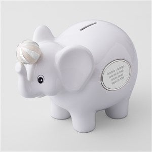 Engraved Ceramic Elephant Coin Bank