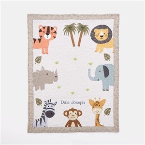 Embroidered Safari Animals Quilted Blanket - 47698