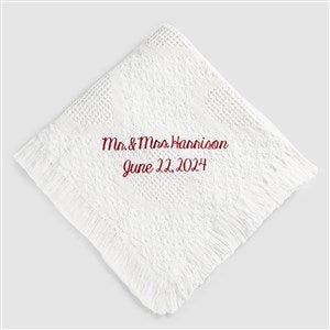 Embroidered White Heart Throw - 47701