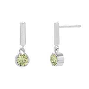 Custom Birthstone Charm Bar Earrings - Silver - 48022D-SS