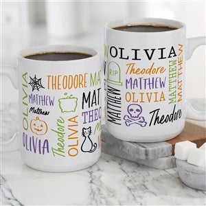 Halloween Repeating Name Personalized Coffee Mug 15 oz.- White - 48166-L