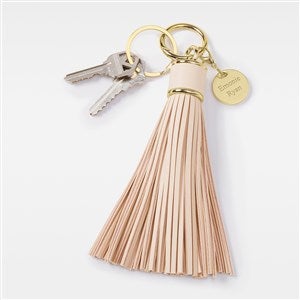 Engraved Blush Leather Tassel Keychain  Bag Tag - 48208