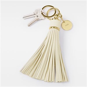 Engraved Cream Leather Tassel Keychain  Bag Tag - 48209