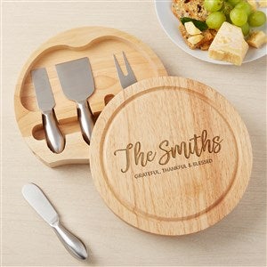 Seasonally Script Personalized Round Cheese Board  Tool Set - 48358