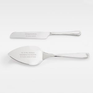 Engraved Stainless Silver Cake Server Set - 48479