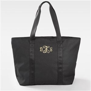 Embroidered Black Sleek Tote Bag - 48529