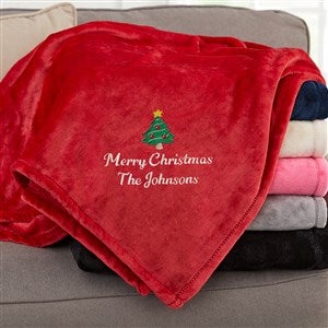 Christmas Character Custom Embroidered Fleece Blanket - Red - 50x60 - 48807-SR