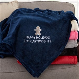 Christmas Character Custom Embroidered Fleece Blanket - Navy - 50x60 - 48807-SN