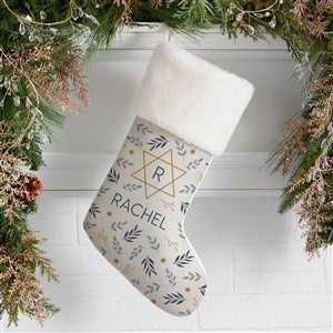 Spirit of Hanukkah Personalized Ivory Faux Fur Stockings - 48953-IF