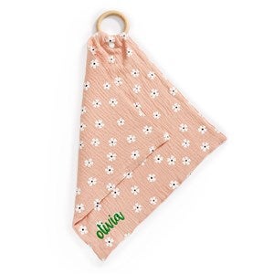 Embroidered Mini Teether Blankie in Pink Floral - 49014