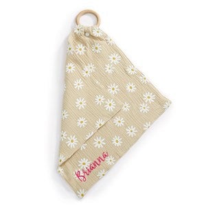 Embroidered Mini Teether Blankie in Daisy - 49015