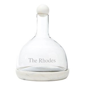 Engraved White Marble  Glass Wine Carafe - 49138