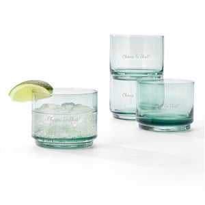 Etched Lenox Tuscany Short Stacking Glass Set in Green - 49227