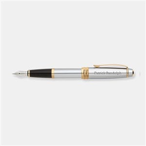 Engraved Cross Bailey Medalist Chrome  23K Gold Fountain Pen - 49297