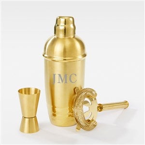 Engraved Lenox quot;Tuscanyquot; Monogram Gold Cocktail Shaker Set - 49407