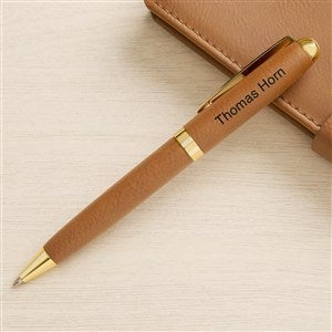 Monogram Personalized Leatherette Pen-Brown - 49448