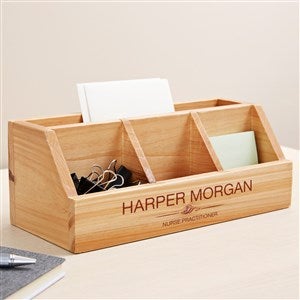 Executive Personalized Wooden Desk Organizer - 49479